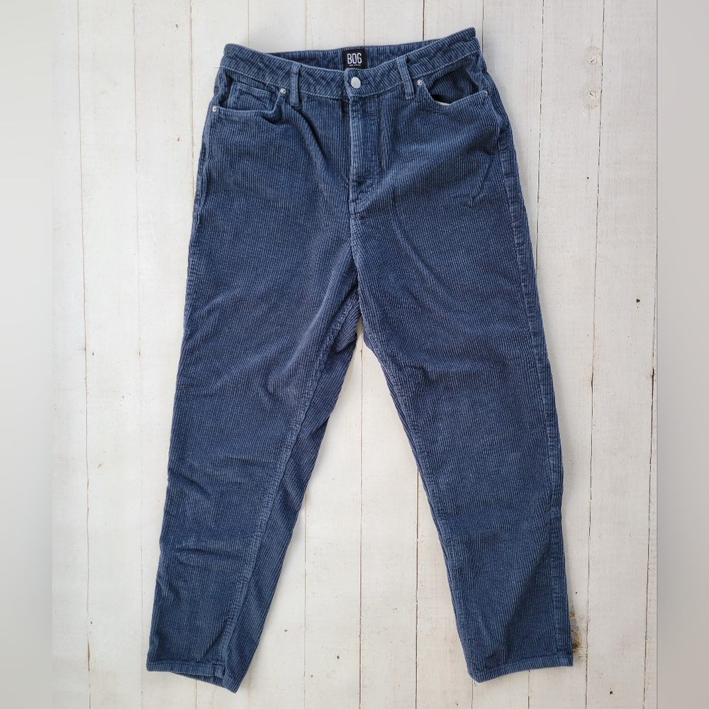 BDG Urban Outfitters Mom High Rise Corduroy Pants Dark Blue Wide Wale Size 32